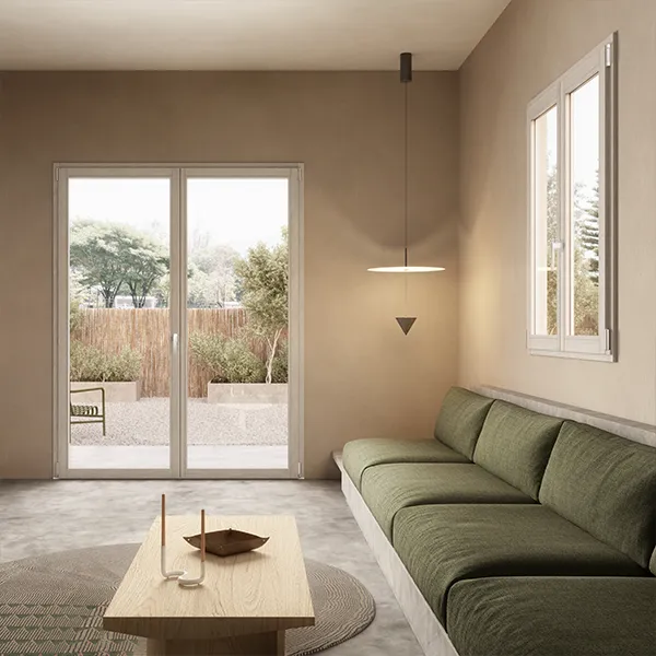 porta finestra aperta infisso bianco